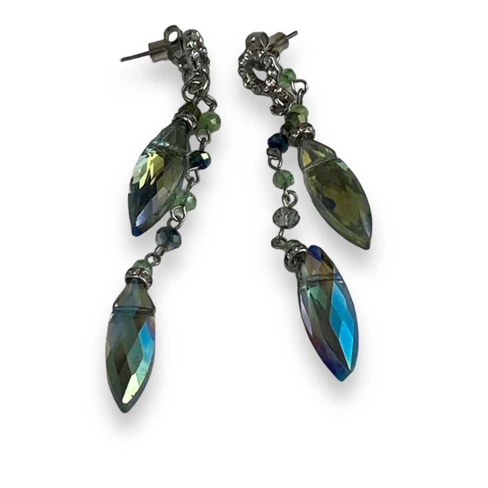 Ali Khan New York green Crystal Necklace Earrings and bracelet Lot